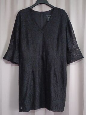 Stella & Julie Floral Lace Overlay Shift Cocktail Dress Bell Sleeve Plus 20W